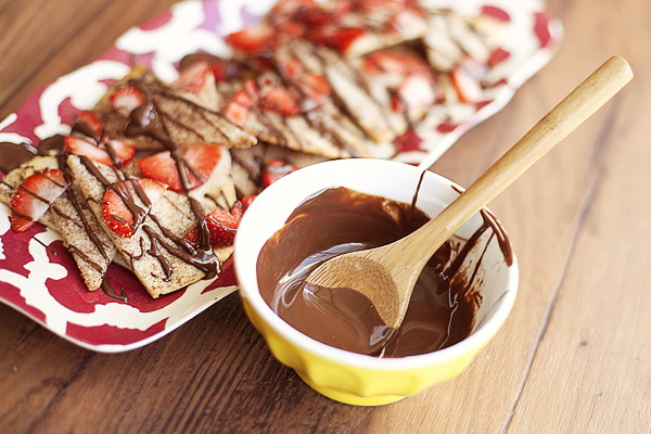 Chocolate Strawberry Nachos on Cinnamon Chips
