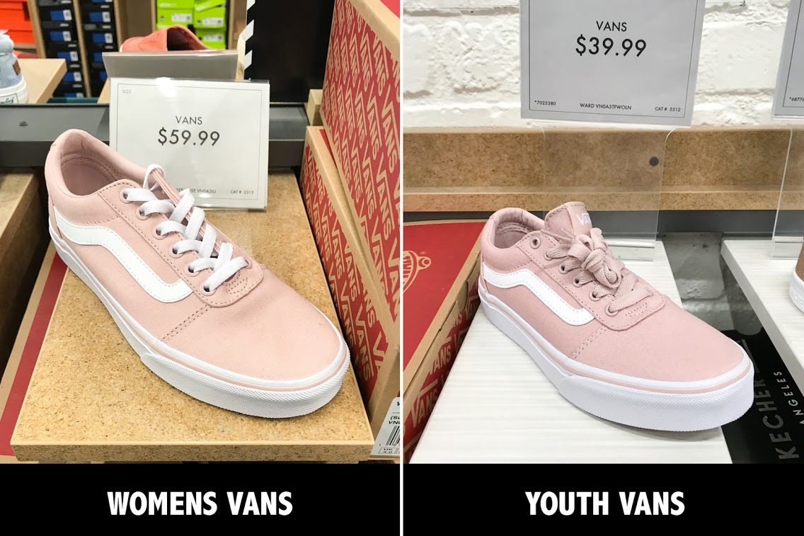 vans youth to women's shoe size