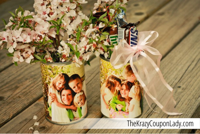recycled photo vases mother's day