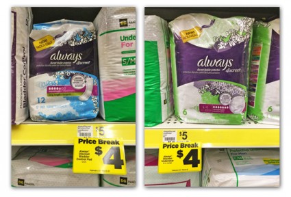 discreet dollar always general pads underwear