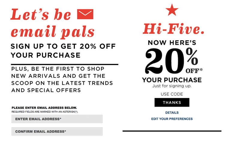 gap email promo code