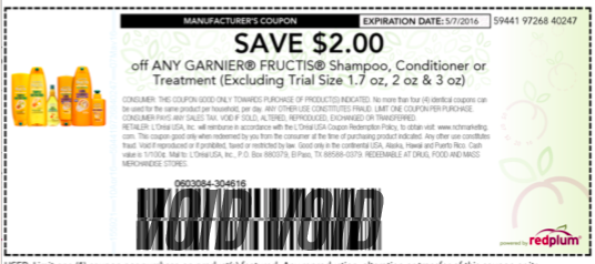4 2 Garnier Fructis Printable Coupon Hair Care Only 50 After Cvs Rewards