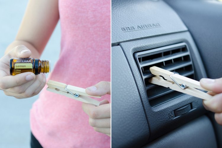 Make your own air freshener by applying 5-10 drops of essential oil onto a clothespin.
