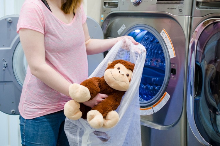 stuffed animals in the washing machine