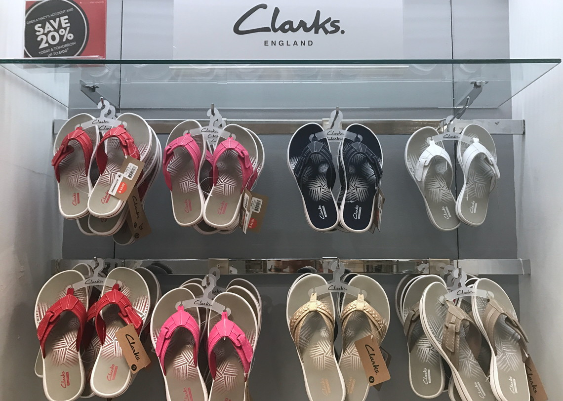 macys clarks flip flops