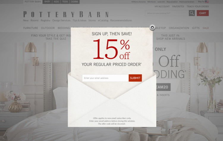 Pottery Barn Email Coupon