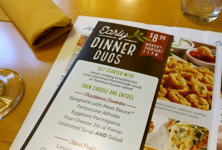 Olive Garden Early Dinner : Menu showing early dinner duos - Picture of Olive Garden ... - Check the olive garden homepage to find the latest specials, coupons, and more!