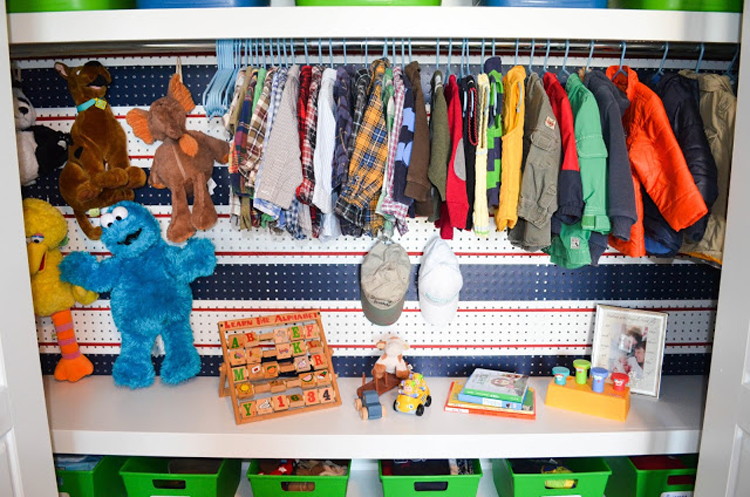 Paint and place a pegboard along the back wall for hanging storage.