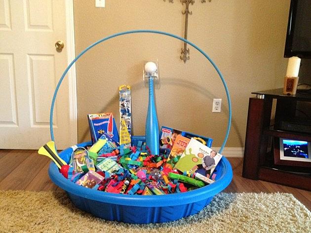 Use a kids swimming pool as an Easter basket.