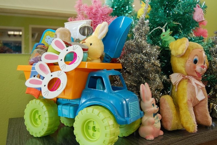 Turn a toy truck into an Easter basket.