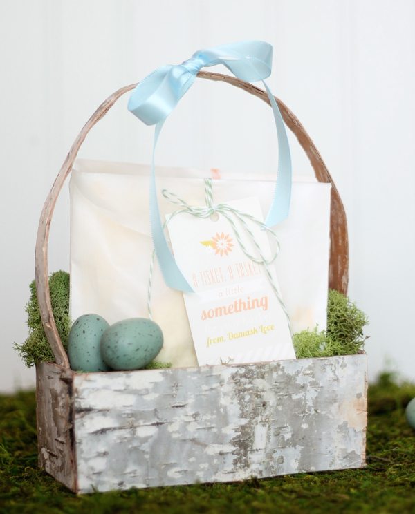Use birch bark, cardstock and craft glue to make a rustic Easter basket.
