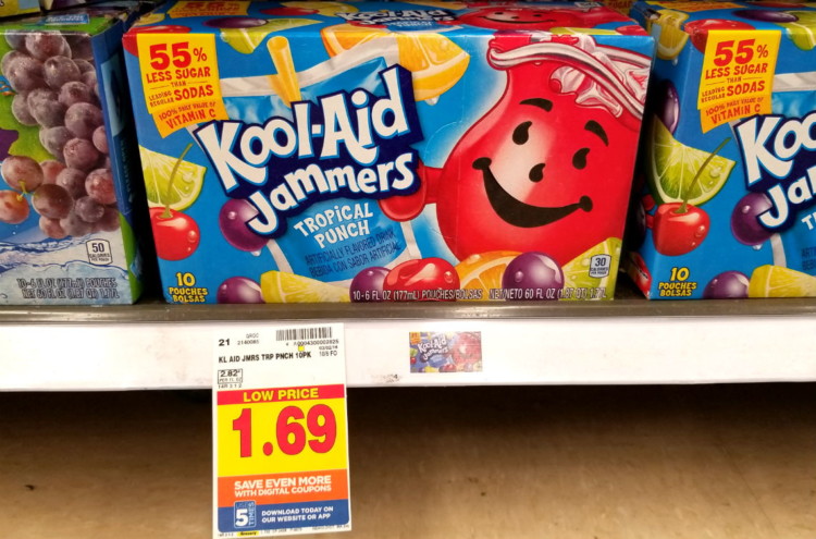 KoolAid Jammers 10Pack, Only 0.69 with 5X Digital Coupon at Kroger