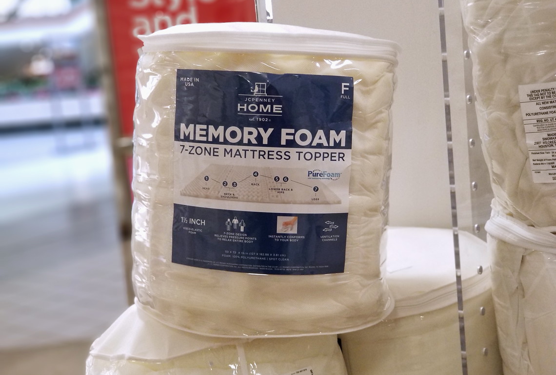 jcpenney gel memory foam mattress topper
