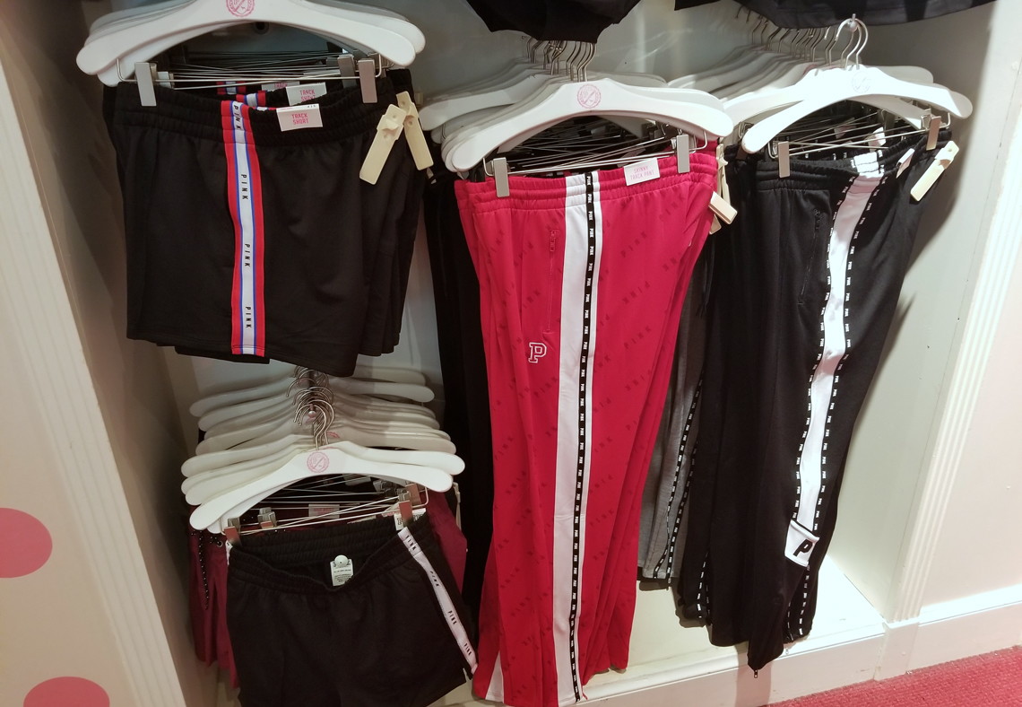 pink track shorts
