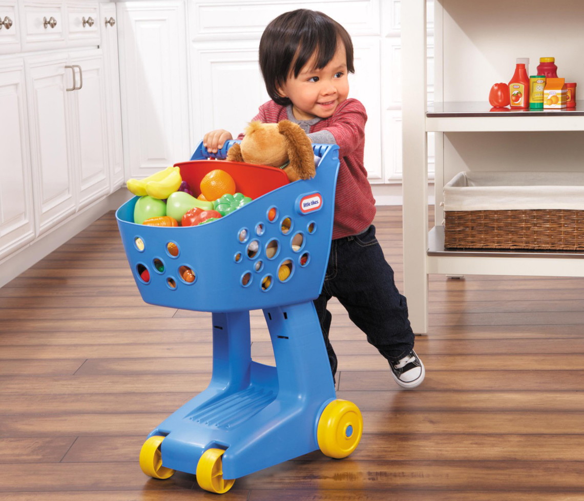 toy shopping cart with doll seat