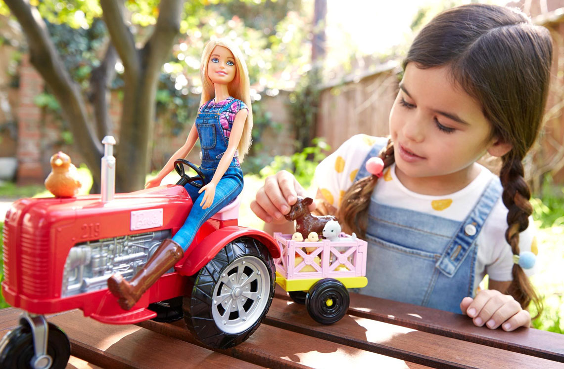barbie doll and tractor set