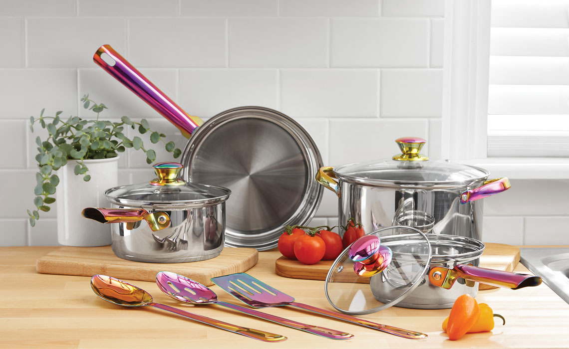 Mainstays 10-Piece Stainless Steel Cookware Set NEW