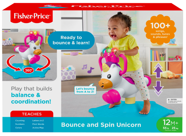 Fisher Price Bounce Spin Unicorn Just 44 At Walmart The
