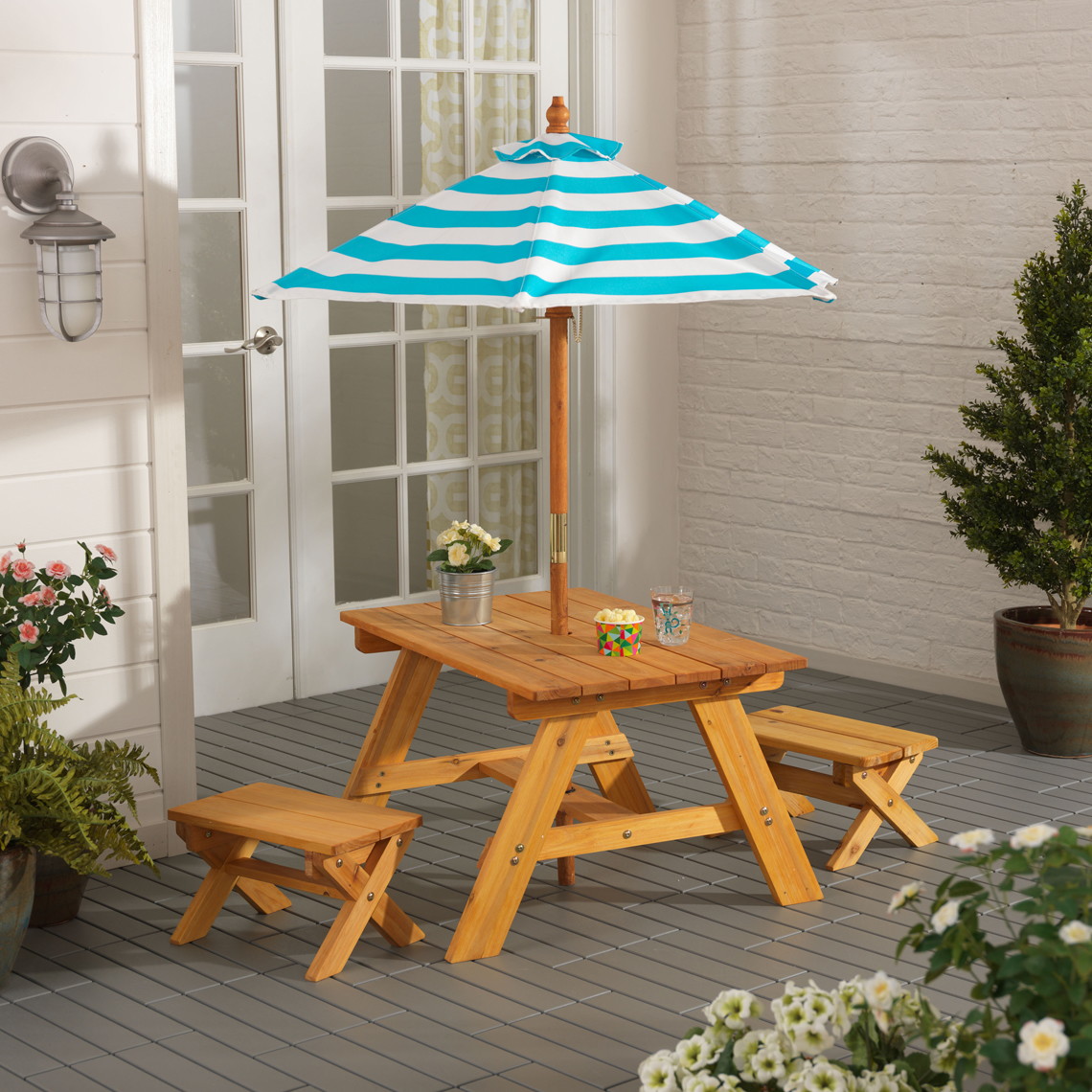 Kidkraft Table Bench Set With Umbrella 66 At Walmart Reg
