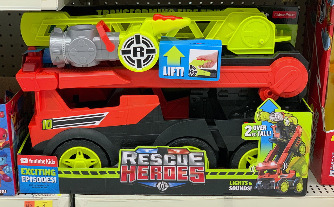 rescue heroes transforming fire truck with lights & sounds