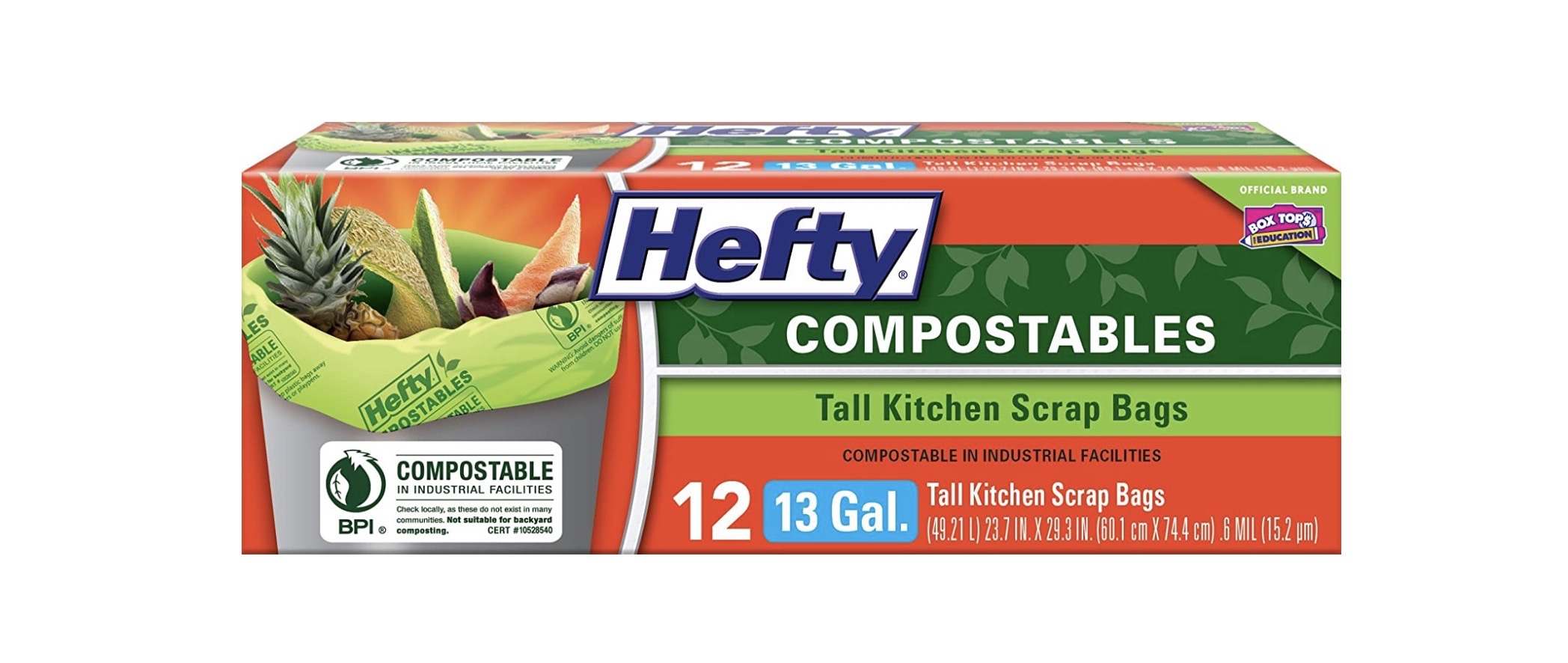 Hefty Tall Kitchen Composting Bags, 13 Gallon, 12 Count 
