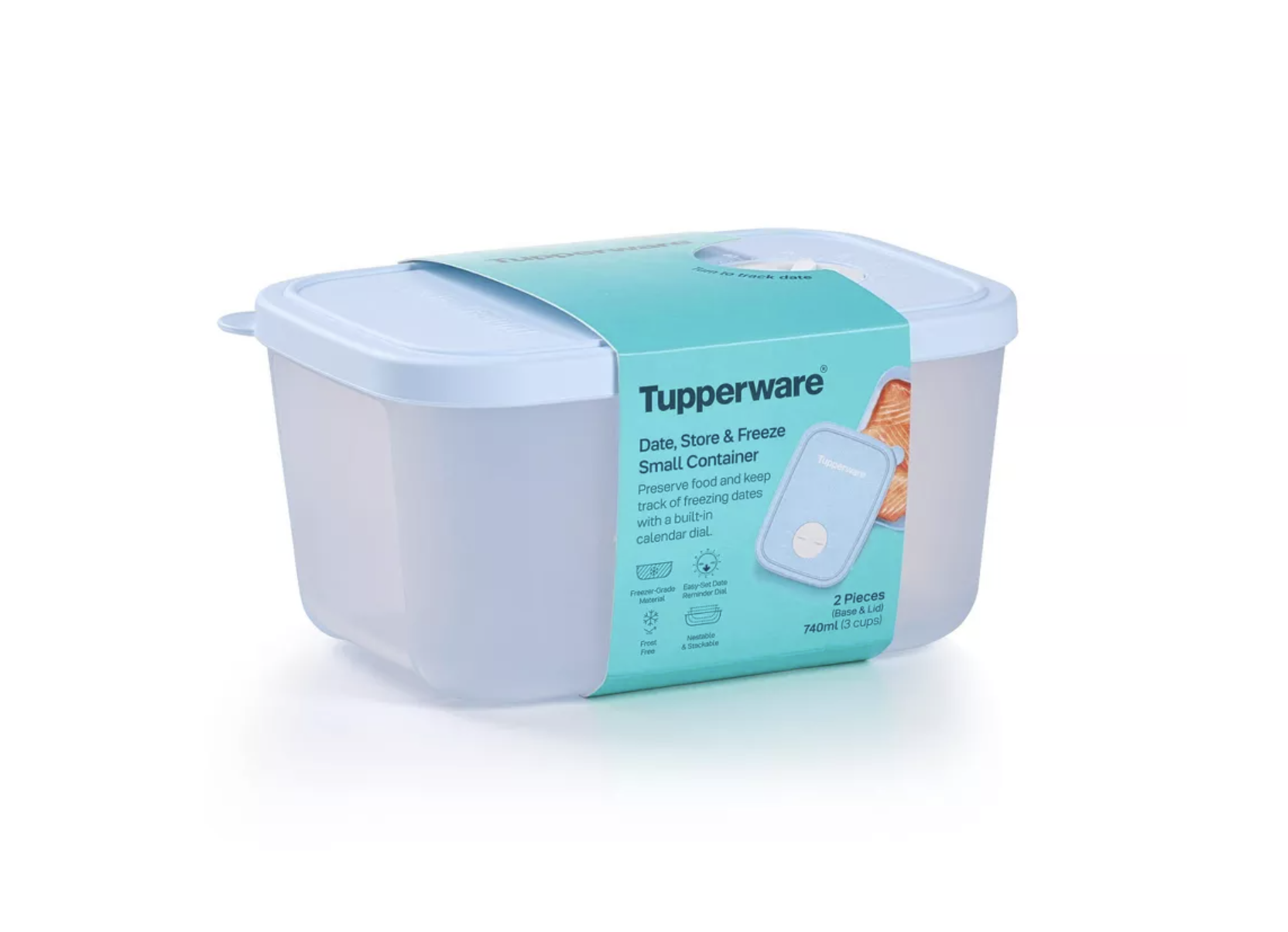Tupperware 12pc Food Storage Date Store and Freeze Set Light Blue in 2023