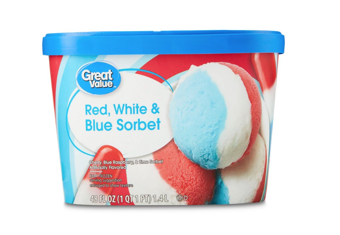 Great Value Red, White, and Blue Sorbet, 48 fl oz 